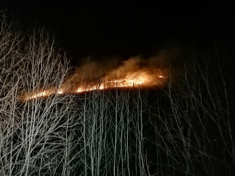 ​Пожар по-прежнему бушует на сопке в Атамановке — местные говорят, что пожарные там вообще не появлялись