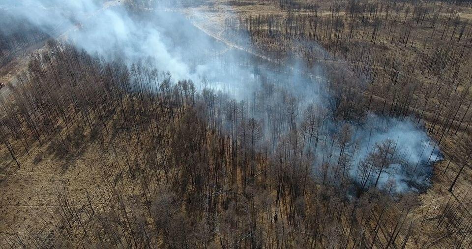 Новый лесной пожар разгорелся возле села Иван-Озеро в Забайкалье