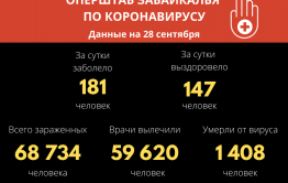 В Забайкалье выявили 181 новый случай заражения коронавирусом за сутки