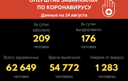 В Забайкалье выявили 209 новых случаев заражения коронавирусом за сутки